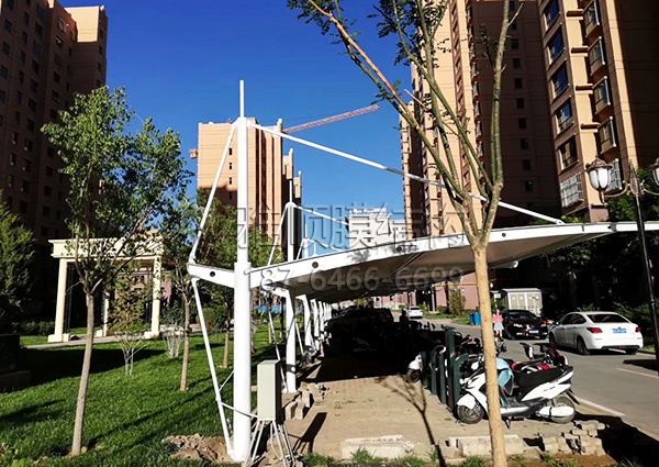 膜結構自行車棚-甘肅張掖德和園小區交付使用